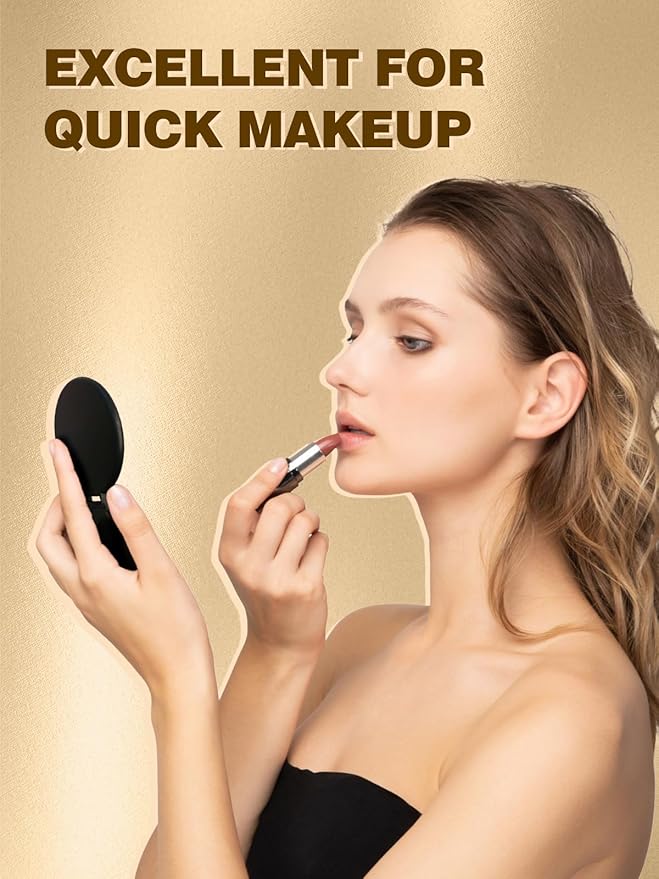 Qislee Compact Mirror Bulk, Round Makeup Mirror for Purse, Set of 24 (Black)