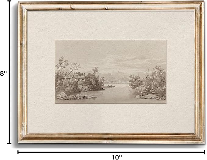 Uniro Neutral Wall Art for Home Decor, Farmhouse Landscape Sketch Drawing Wall Decor, Rustic Nature Canvas Prints Antique Neutral Landscape Oil Painting Vintage Art Pictures for Bedroom Bathroom Decor( 8" x 10"-UNFRAMED)