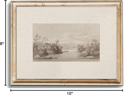 Uniro Neutral Wall Art for Home Decor, Farmhouse Landscape Sketch Drawing Wall Decor, Rustic Nature Canvas Prints Antique Neutral Landscape Oil Painting Vintage Art Pictures for Bedroom Bathroom Decor( 8" x 10"-UNFRAMED)