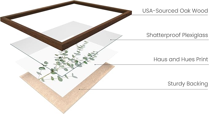 HAUS AND HUES Botanical Plant Wall Art - Set of 4 Prints, Floral Kitchen Decor, Eucalyptus Wall Art, Green Botanical Poster (Walnut Frame, 8x10)
