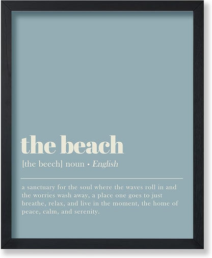 Poster Master Definition of The Beach Print - Typography Poster - Dictionary Art - Minimal Gift for Men & Women - Decor for Bedroom, Living Room or Dorm - 8x10 UNFRAMED Wall Art