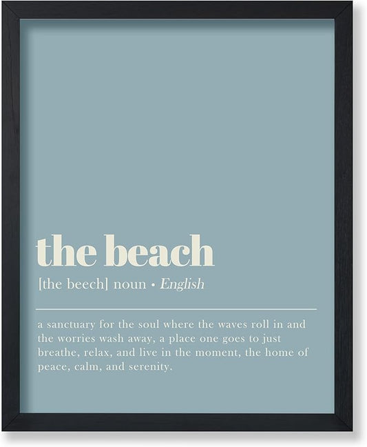 Poster Master Definition of The Beach Print - Typography Poster - Dictionary Art - Minimal Gift for Men & Women - Decor for Bedroom, Living Room or Dorm - 8x10 UNFRAMED Wall Art