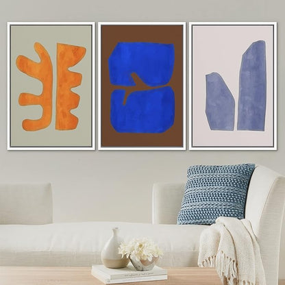 SIGNLEADER Framed Canvas Print Wall Art Set Multicolor Vibrant Mid-Century Figure Collage Abstract Shapes Illustrations Modern Art Boho Decorative for Living Room, Bedroom, Office - 24"x36"x3 WHITE