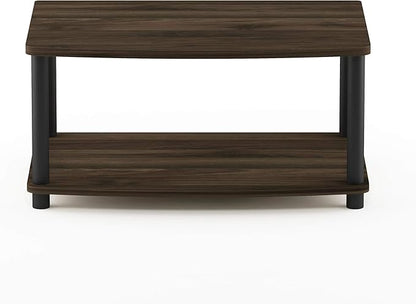 Furinno TURN-N-TUBE TV Riser Stand, 2-Tier Small Elevated No Tools TV Stand with Plastic Poles, Console for TV up to 32 inch, 15.8 x 23.8 x 11, for Living Room, Bedroom, Columbier Walnut