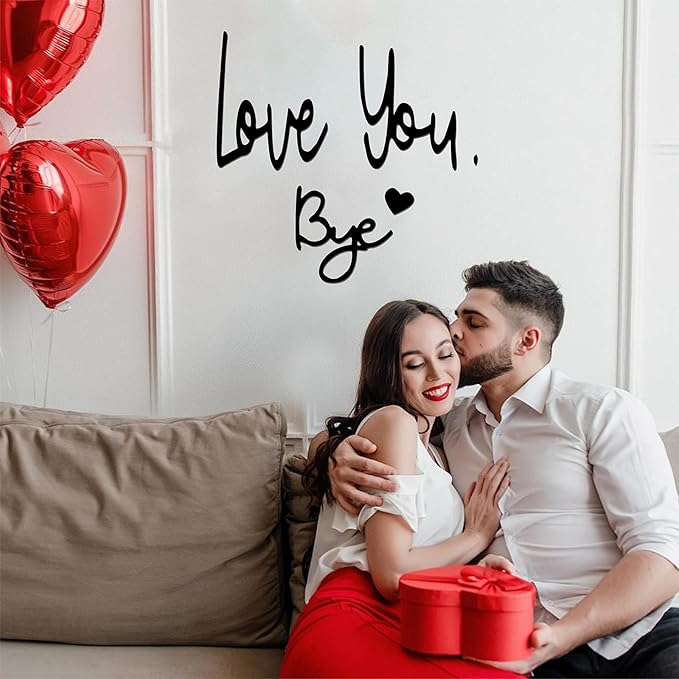Love You Bye Sign Above Door, Metal Door Topper Wall Decor Express Love and Warm Family Sign for Office Front Bathroom Hallway Entryway Black (LOVE YOU. BYE1)