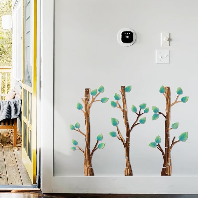 ShxTrade Metal Tree Wall Decor, Birch Tree Wall Art, Tree Branches Vertical Metal Wall Rustic Wall Sculpture for Home Living Room Bedroom Bathroom (Colorful)