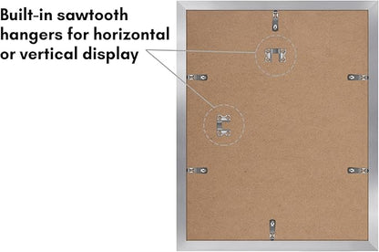 Americanflat 11x14 Picture Frame with Polished Plexiglass - Set of 5 - Use as 8x10 Frame with Mat or Display 11x14 Photo Without Mat - Galleria Collection - Picture Frames for Wall Display - Silver