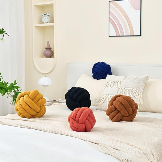Petrella Knot Pillow Throw Pillows Ball Round Throw Pillows Home Decor Cushion Decorative Aesthetic Grapefruit 11inch