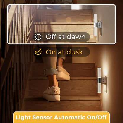 L LOHAS LED Night Light, 2 Pack Night Lights Plug into Wall, 3000K Soft White, 0-100LM Adjustable Brightness, 180° Rotating Plug in Night Light with Auto Light Sensor (Matte White)