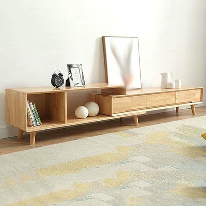 Extendable TV Stand Minimalist Rectangle Entertainment Center TV Console Table with Drawers and Open Shelves for Living Room, Bedroom~/