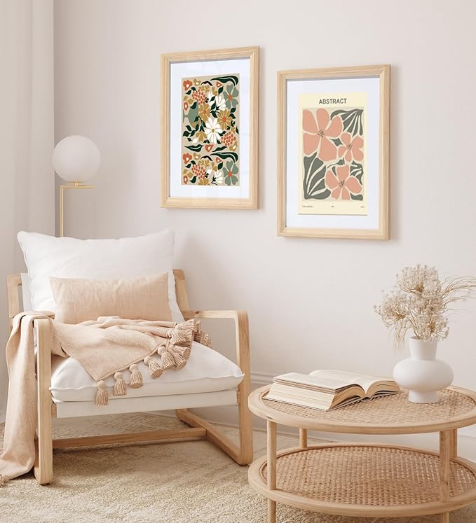 KTKDE 18x24 Poster Frame Real Glass,Picture Frame Display Pictures 16x20 with Mat or 18x24 Without Mat, Modern Style Wood Composite Frame,Gallery Wall Frame Wooden ，best gift