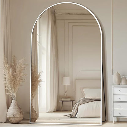 MELOMOIR 44"x72" Oversized Floor Mirror, Free Standing Leaning or Hanging, Suitable for Bedroom Living Room Home Gym Cloakroom, Thin Aluminum Frame, Tempered Glass, White