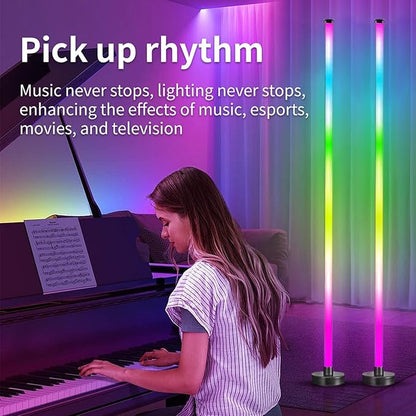 ICRGB Floor Lamp, Smart LED Corner Standing Light, 123.5cm, USB Powered, App & Remote Control, 16 Million Colors, for Bedroom Living Room Gaming Room Decor