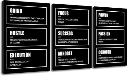 3 pieces Motivational Wall Decor Posters Inspirational Wall Art Framed Posters Canvas Pictures Prints Positive Artwork for Living Room Bedroom Office Wall Decor Stretched and Framed [60''W x 28''H]
