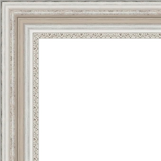 Amanti Art Silver Bathroom Mirror for Over Sink, 26x22 Parlor Silver Rectangle Vanity Mirror, Small Traditional Frame, Hangs Horizonally and Vertically, Bathroom Wall Decor, Beveled Edge