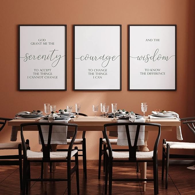 Serenity Prayer Wall Art Decor 3 Pieces Bible Verse Wall Art God Grant Me the Serenity Wall Decor Scripture Art Prints Christian Quotes Canvas Picture for Living Room Bedroom 16x24 Inch Unframed