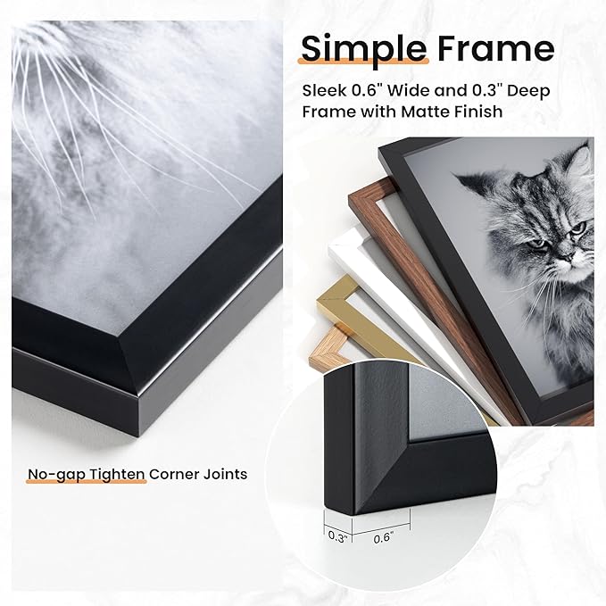 Venusmiles 15 Pack Picture Frames Collage Wall Decor, Gallery Frame Set for Wall Mounting or Tabletop Display, Multi Sizes Including 3pcs 8x10, 6pcs 5x7, 6pcs 4x6, Black+White+Gold