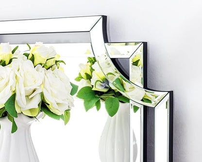 Chende 24" x 47" Large Mirror for Decor, Decorative Wall Mirror with Beveled Edge and Glass Pieces, Rectangle Wall Decor for Living Room, Bathroom, Bedroom, Dining Room, Horizontal/Vertical Hanging