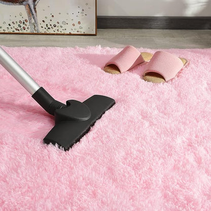 Andecor Soft Fluffy Bedroom Rugs, 3 x 5 Feet Indoor Shaggy Plush Area Rug for Boys Girls Kids Baby College Dorm Living Room Home Decor Floor Carpet, Pink