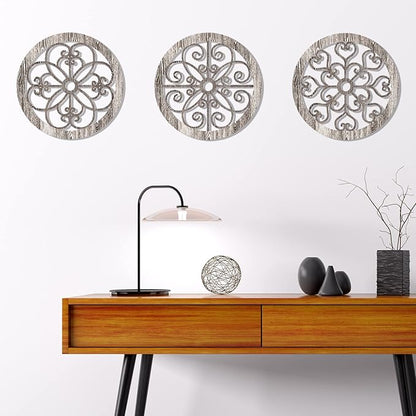 Blulu 3 Pieces Thicken Rustic Wall Decor Farmhouse Wall Art Decor Wood Hanging Decoration for Living Room Bedroom Home Indoor Outdoor Office(Popular Style)