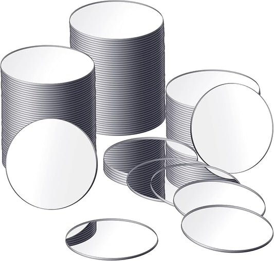 Jetec 25 Pcs Small Round Mirrors for Crafts Adhesive Round Mirror Tiles for Centerpieces Home Wall DIY(3 Inch in Diameter)