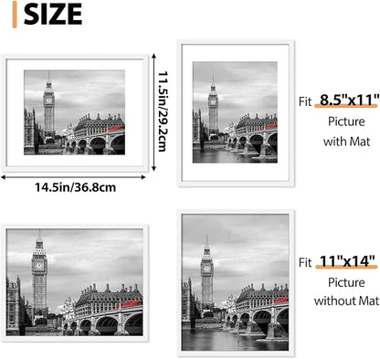 Fixwal 11x14 Picture Frame Set of 6 with Shatter Resistant Plastic Glass, Thin Border and Light Weight Photo Frames for Wall, Gift for Mother's Day, Father's Day, White