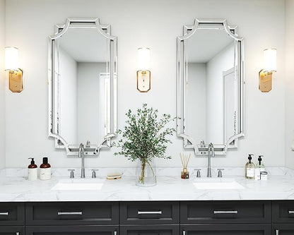 Chende 24" x 47" Large Mirror for Decor, Decorative Wall Mirror with Beveled Edge and Glass Pieces, Rectangle Wall Decor for Living Room, Bathroom, Bedroom, Dining Room, Horizontal/Vertical Hanging