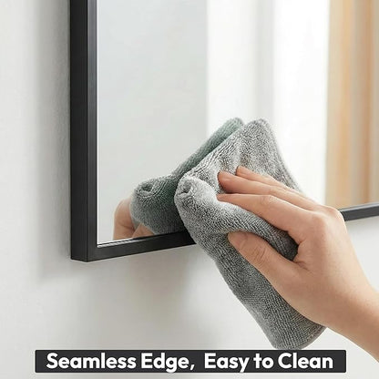 24" x36" Matte Black Wall Mirror for Bathroom, 36" x 24" Metal Framed Vanity Mirror, Modern Minimalist Rectangular Decor for Entryway, Vertical/Horizontal Hang