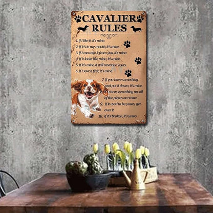 Metal Sign Tin Sign Vintage Wall Art Cavalier Rules Garage Sign for Room 6×8 Inches