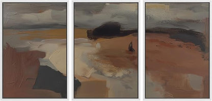 SIGNLEADER Framed Canvas Print Wall Art Set Desert Horizon Abstract Neutral Landscape Illustrations Minimal Decorative Bohemian for Living Room, Bedroom, Office - 24"x36"x3 White