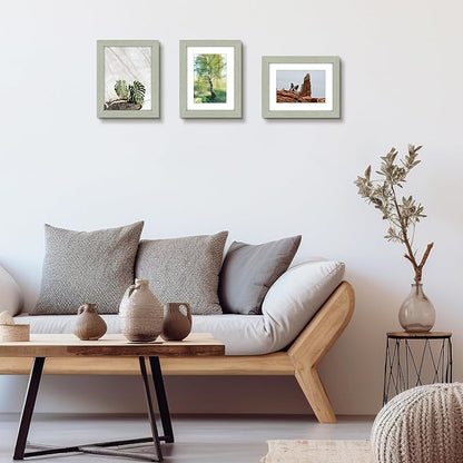 Golden State Art, 6x8 Picture Frame Set of 3 - Matted to 4x6 Photo - Engineered Wood Gallery Frame Set - Wall Mounting or Tabletop Display (Grey,3 Pack)
