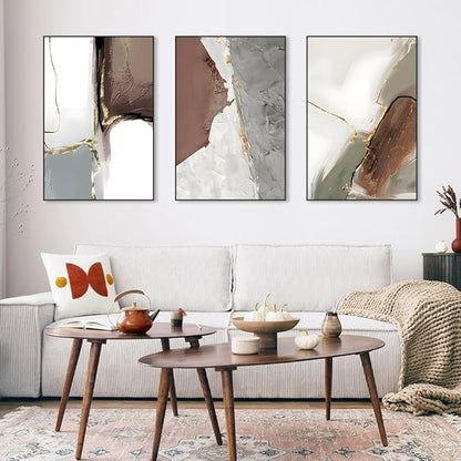 Wall Art Set of 3 Frames Canvas Wall art Decor Abstract Minimalism Natural Style Art Mural Posters & Prints, large Size Wall Art Aesthetics Living room Bedroom Kitchen Office (32 "X 24" X 3 pieces)