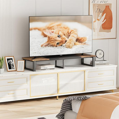 aboxoo 45" TV Riser for 32-60 inch TV, TV Riser Stand Shelf, Tabletop TV Stand Riser, Computer Monitor Table for Home Living Room, Study Office (Brown)