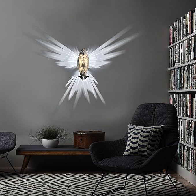 ISFIBA 3D Animal LED Wall Lamp, Creative Resin Carving, Atmosphere Rendering for Study, Bedroom, Dining Room, Stairway, Hallway, Bar (white Bald Eagle)