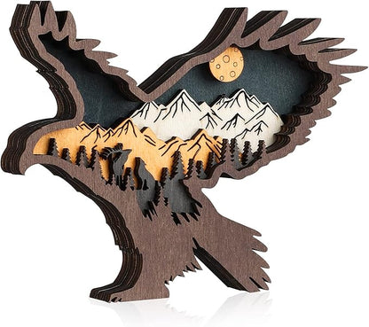 Laozai Wooden Forest Animals Eagle Decor Cabin Rustic Mountain Decor Wall Decorations for Bedroom Living Room Table Decorative