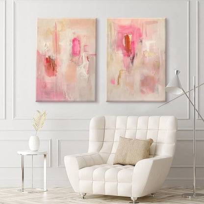 Tocliky Abstract Wall Art Neutral Modern Canvas Painting Decor Pink Beige Minimalist Wall Art Contemporary Abstract Poster Artwork for Living Room Bedroom 16x24 Inch Wrapped Canvas Set of 2