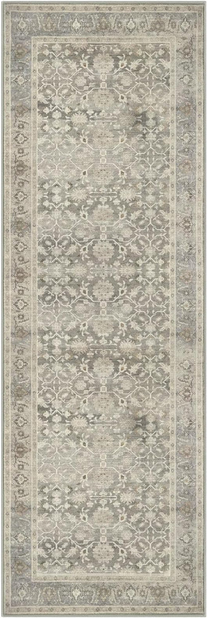 KUTA Vintage Washable Runner Rug, 2x6 Beige Runners for Hallways Non-Slip Kitchen Rugs Ultra Thin Soft Printed Oriental Floral Floor Carpet for Laundry Bedroom Living Room Nursery