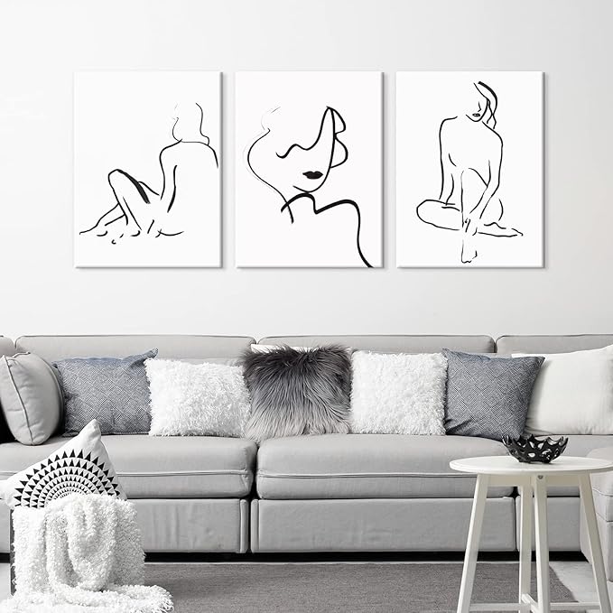 Chadow Artwork Abstract Woman Line Wall Art Black and White Wall Art Line Drawing Modern Minimalist Wall Decor Abstract Woman's Body Shape Poster Minimalist Line Artwork for Woman Bedroom Bathroom