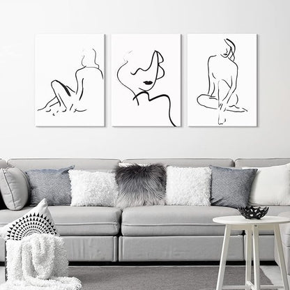 Chadow Artwork Abstract Woman Line Wall Art Black and White Wall Art Line Drawing Modern Minimalist Wall Decor Abstract Woman's Body Shape Poster Minimalist Line Artwork for Woman Bedroom Bathroom