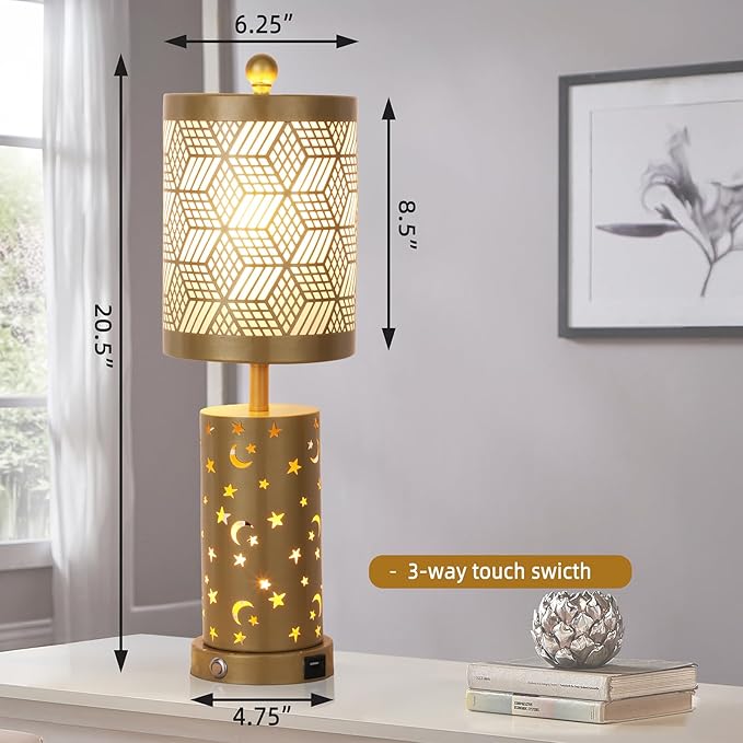 Warm White Butterfly Night Light - Table Lamp with Rotating Projection, Portable Bedside Light for Bedroom, Coffee Shop, Gifts for Women, Mom, Birthday (Gold Lamp1)