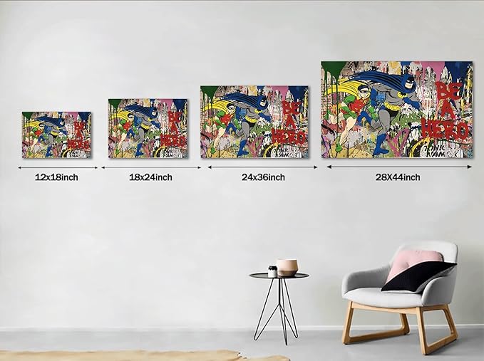 Yatsen Bridge Banksy Wall Art Canvas Superhero Picture Graffiti Poster and Print Modern Pop Street Graffiti Home Decorations Ready to Hang - 44x28 inch