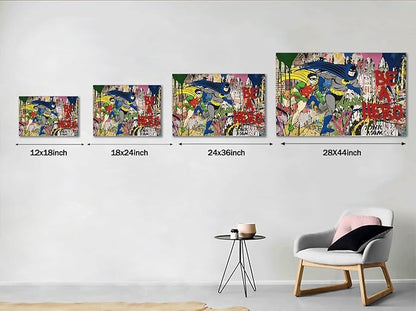 Yatsen Bridge Banksy Wall Art Canvas Superhero Picture Graffiti Poster and Print Modern Pop Street Graffiti Home Decorations Ready to Hang - 44x28 inch
