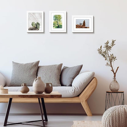 Golden State Art, 6x8 Picture Frame Set of 6 - Matted to 4x6 Photo - Engineered Wood Gallery Frame Set - Wall Mounting or Tabletop Display (White,6 Pack)