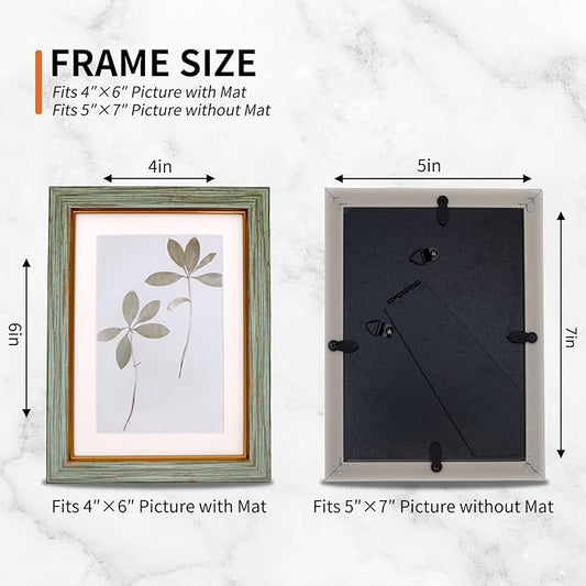Fixwal 5x7 Picture Frame Set of 5, Vintage Photo Frame, Rustic Retro Picture Frame with Tempered Glass, Decorative Art on Walls and Tabletop Placement
