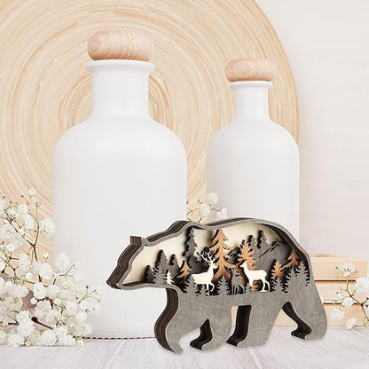 Laozai Wooden Forest Animals Bear Decor Cabin Rustic Decor Wall Decorations Mountain decor for Bedroom Living Room Table Decorative