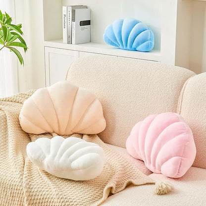 Uvvyui Pink Seashell Decorative Throw Pillow, Soft Velvet Shell Shaped Pillow, 13x10 inches