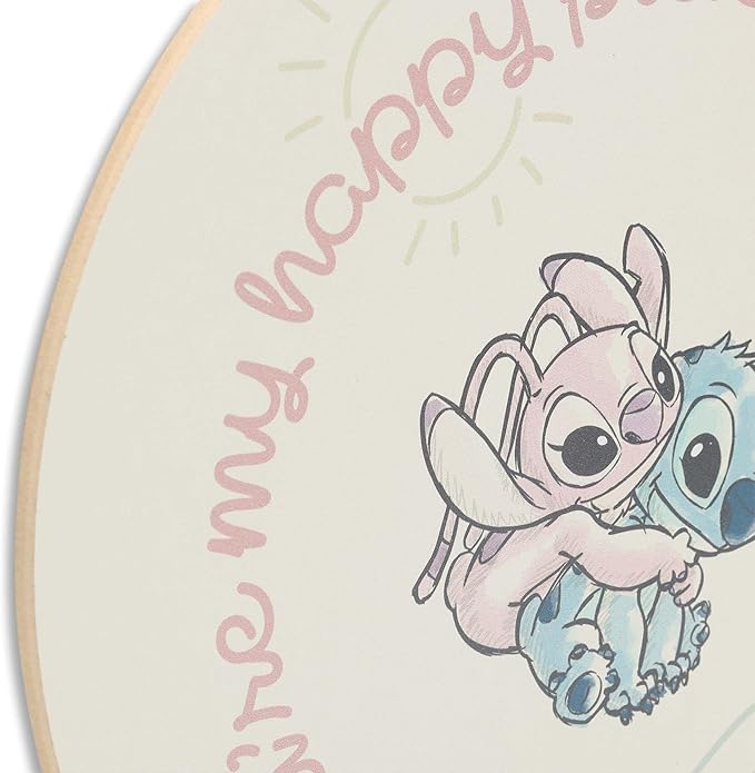Disney Lilo and Stitch You're My Happy Place Wood Wall Decor - Adorable Stitch and Angel Sign for Bedroom or Nursery