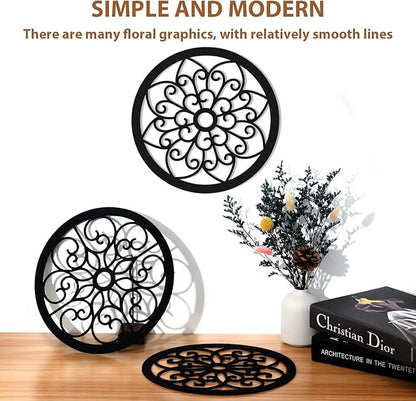 Bnesi 3 Pieces Thickened Rustic Wood Wall Decor,Farmhouse Circle Wall Decor Modern Kitchen Art Circular Living Room Dining Room Hallway Decoration for Walls(Modern style)