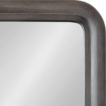 Kate and Laurel Pao Modern Rounded Rectangular Wall Mirror; 17 x 32; Gray; Decorative Industrial Tall Wood Mirror with Radius Corners for Vertical or Horizontal Display