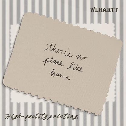 Framed Vintage Inspirational Wall Art, Minimalist There is No Place Like Home Canvas Wall Decor Painting, Black and White Striped Quote Poster Print Picture for Living Room Bedroom 16x24 Inch